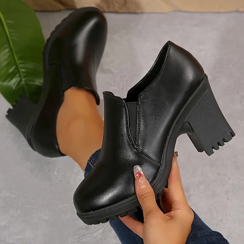 New Autumn Winter Cross-border Trade Large Size Martin Boots Low Top Short Boots Chunky High Heel Slip-on Women's Boots In Stock Martin Boots