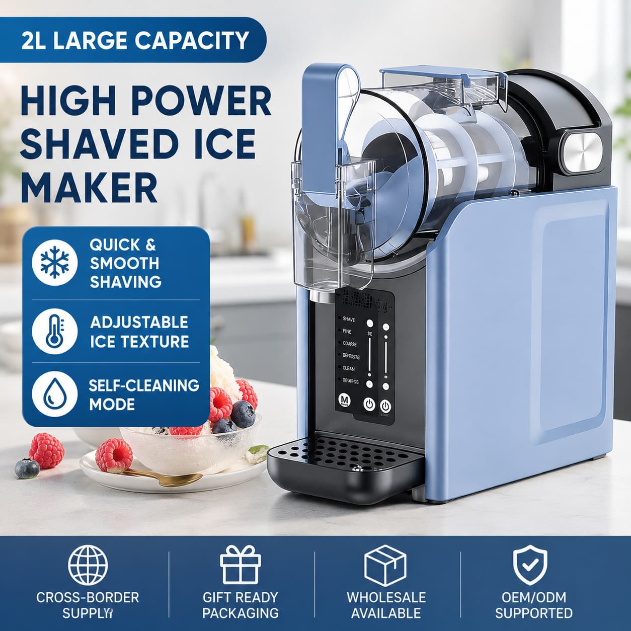 New Cross-Border Ice Cream Shaver Machine Home Use Beverage Juice Smoothie Maker Automatic Cleaning Compressor Ice Maker