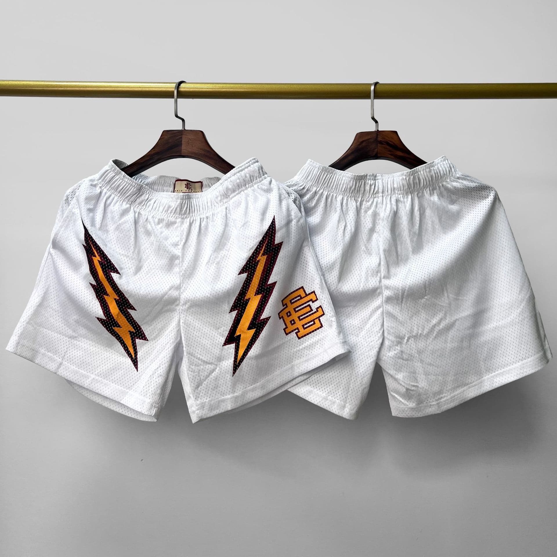 Eric Emanuel European and American Streetwear Mesh Shorts EE American Style Basketball Athletic Shorts Quick-Dry Beach Shorts Summer