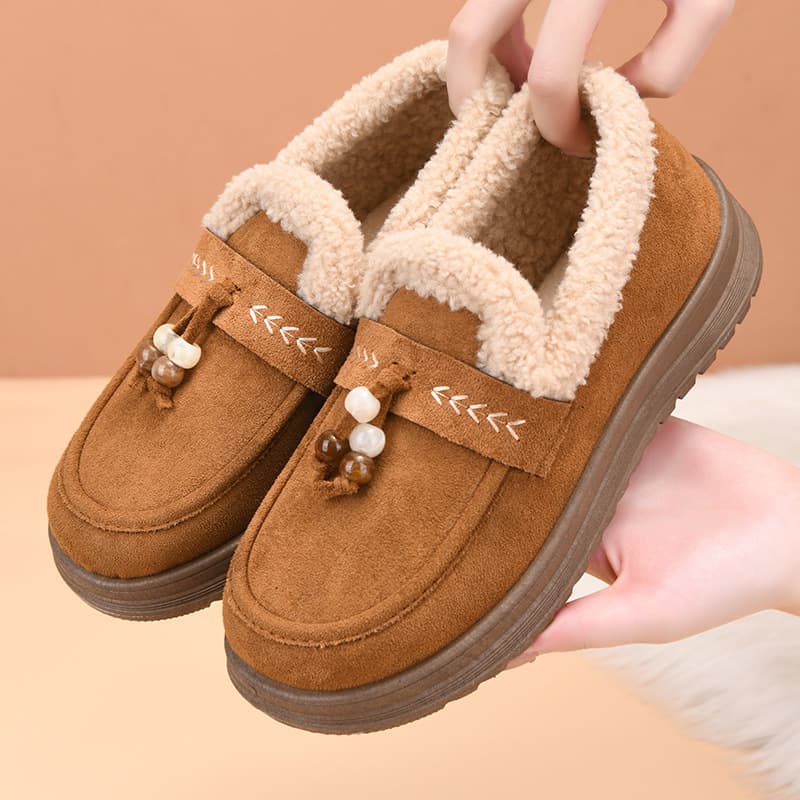 Bean Shoes for Women 2025 Winter New Thick-Soled Versatile Birkenstock Fleece-Lined Thick Slip-On Middle-Aged Mom's Shoes