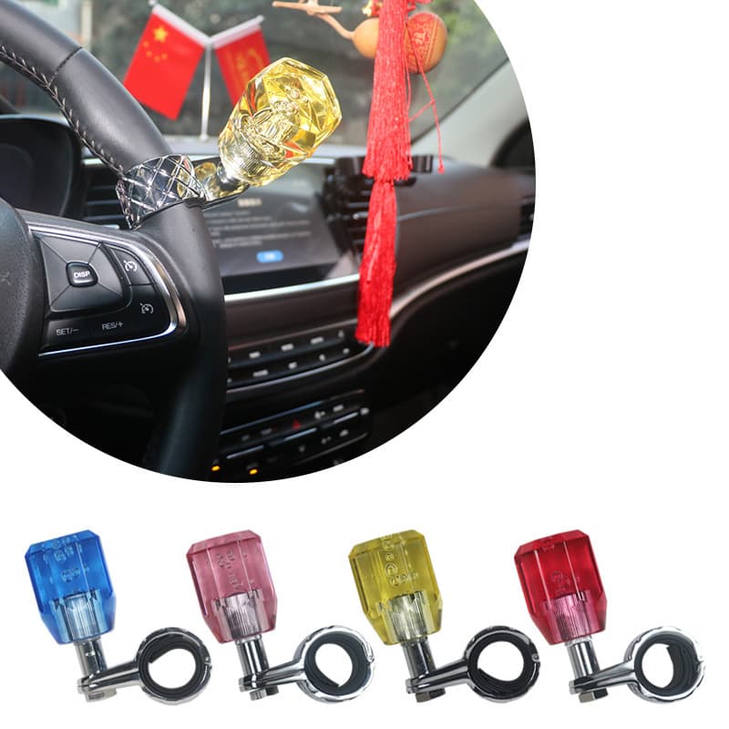 Octagonal Acrylic Crystal Car Steering Wheel Assist Ball, 360° Bearing-type Effort-Saving Steering Aid