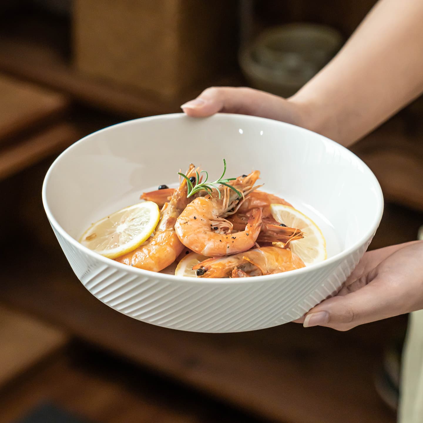 Premium Ceramic Deep Plate with Embossed Pattern, Round Large Plate for Home, Restaurant, and Hotel Use, Unique Dinner Plate