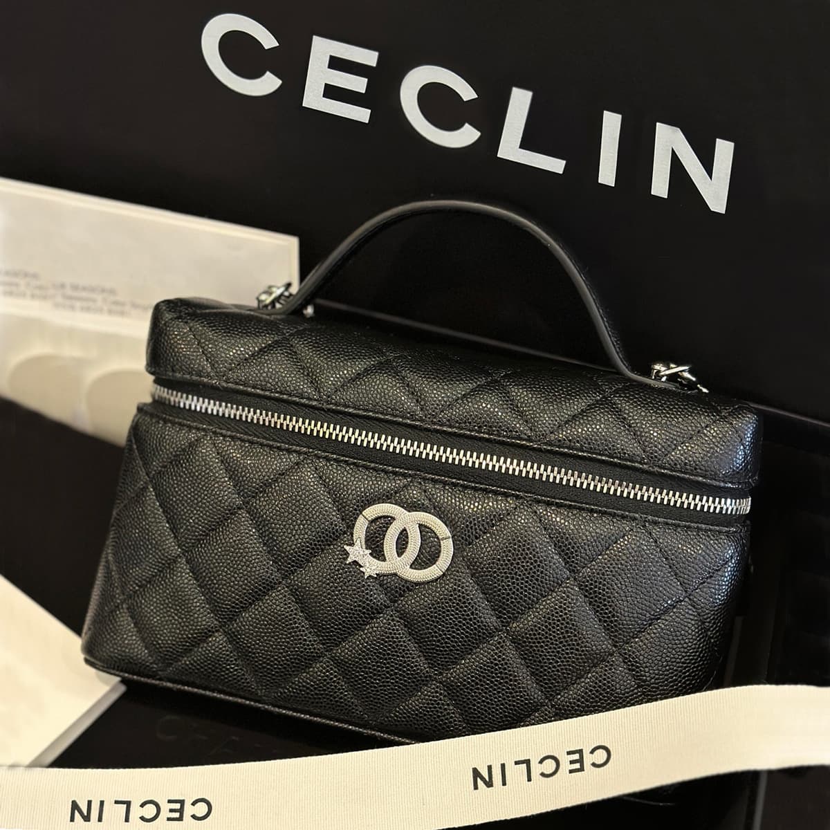 Genuine Leather Small Fragrance Limited Edition Star LP Lunch Box Bag WOC Cosmetic Case Vanity Case Box Bag for Women
