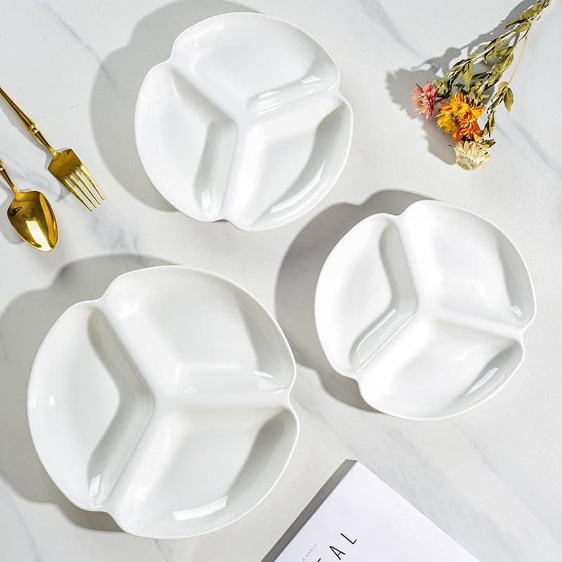 Three-Compartment Steamer Tray, Weight Loss Plate, Cold Dish Divider, Dried Fruit & Snack Tray, Healthy Dumpling Plate, Multi-Functional Commercial Tray
