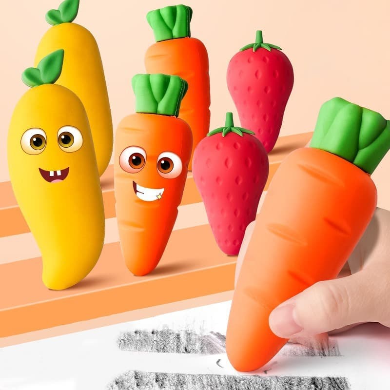 Big Mac eraser wholesale Internet celebrity children's creative carrot eraser with less crumbs cartoon cute fruit eraser