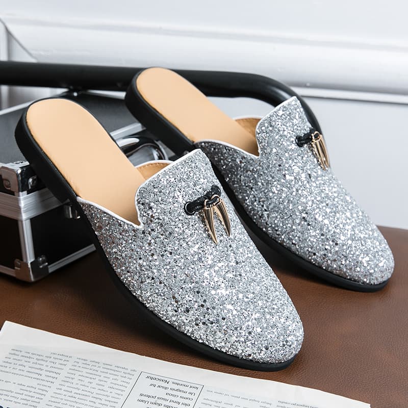 Men's Shoes Cross-border Size 46 Spring New Half Slipper Leather Shoes Fashion Men's Slip-on Casual Shoes Trendy Lazy Shoes
