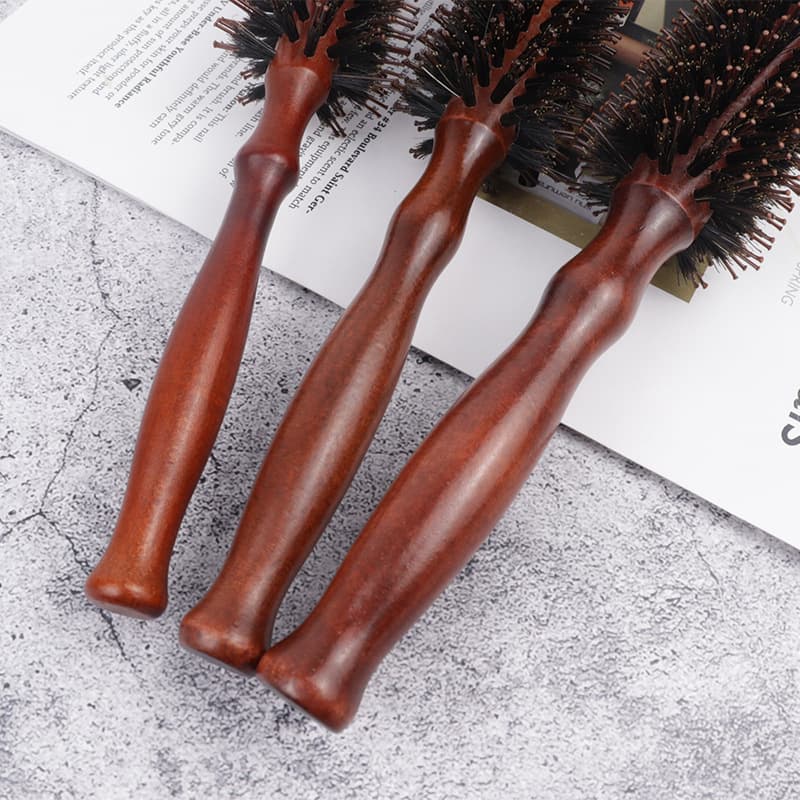 Hot-selling cross-border curling brush boar bristle hair brush wooden roller comb hairstyling tool salon supplies