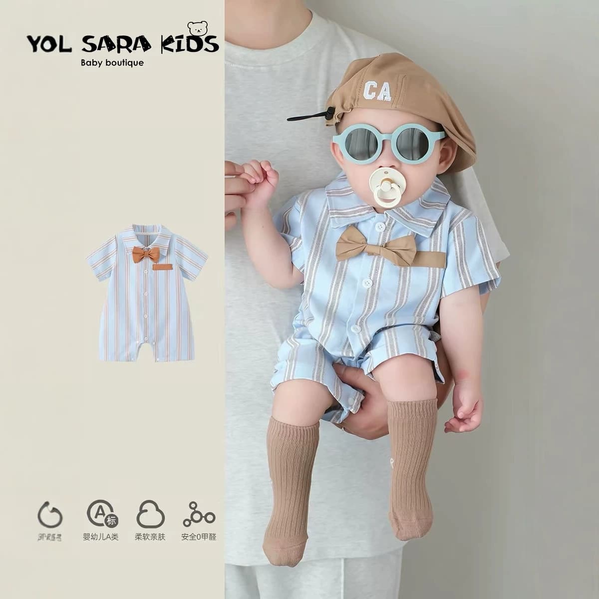 One-year-old boy's dress new style infant summer thin clothes full month one-year-old newborn's 100-day banquet young master's dress