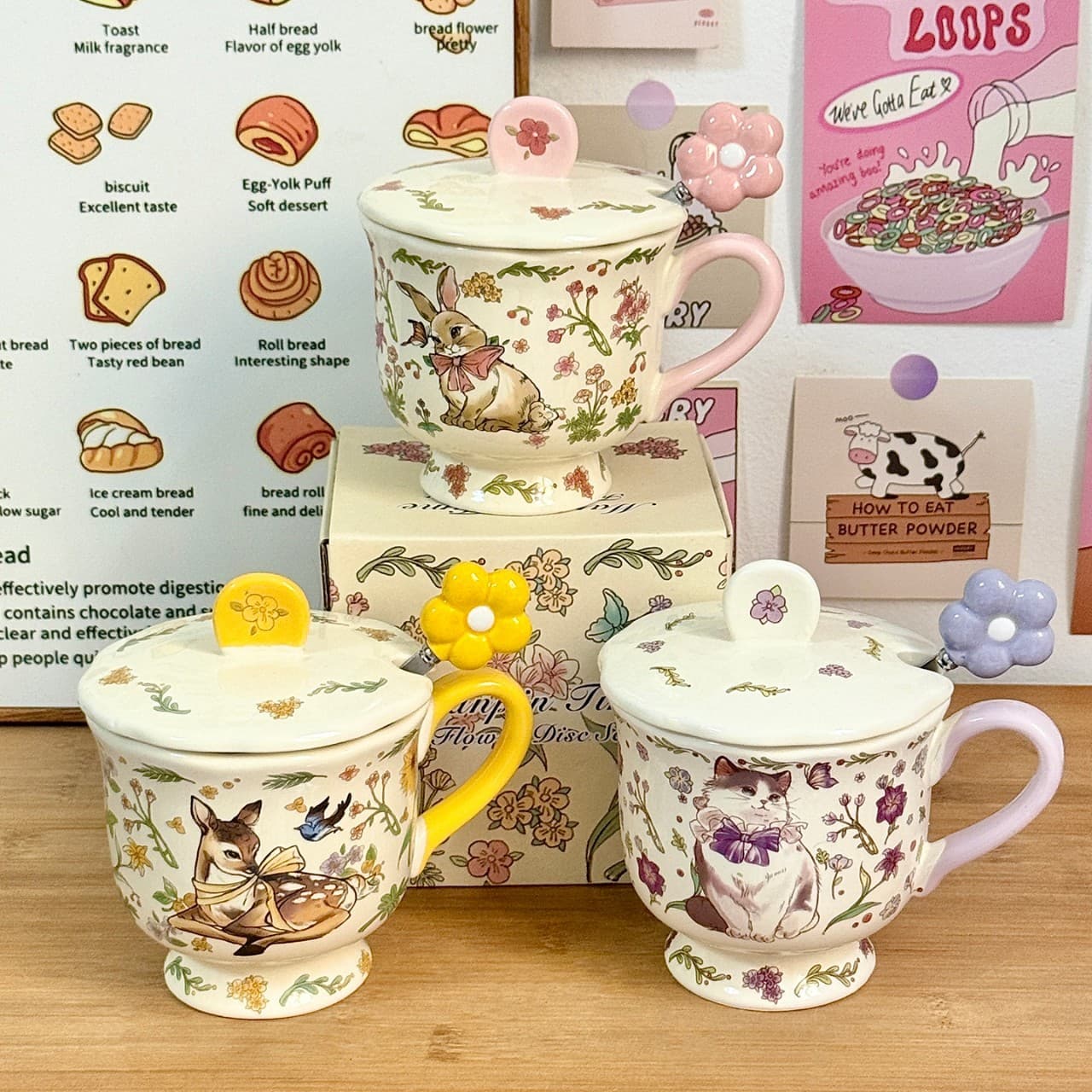 Cute Ceramic Stemmed Goblet Couple Water Cup Home Souvenir Gift Cup Office Coffee Cup High-Appearance Brewing Cup