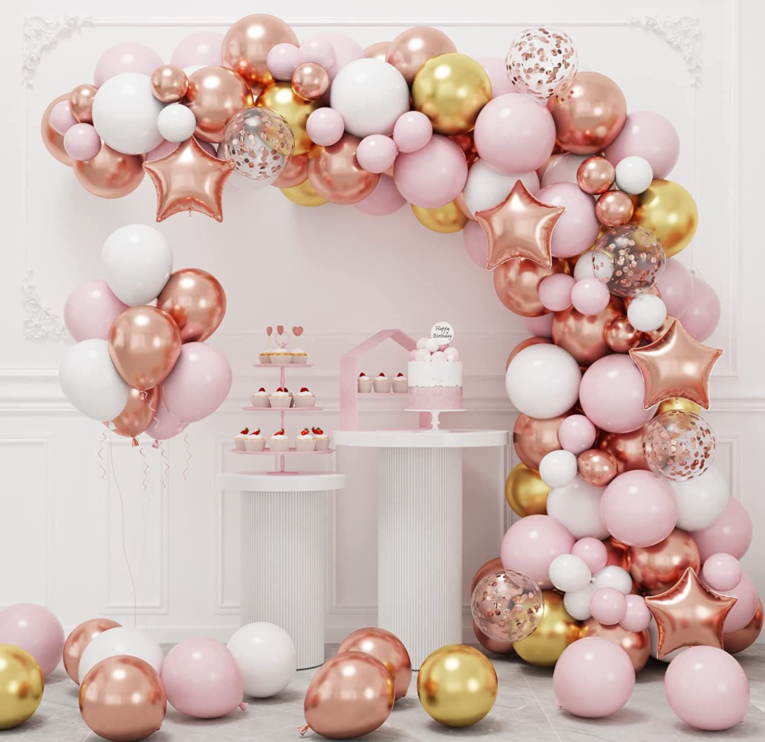 Cross Border Rose Gold Pink Star Balloon Garland Set Girls Birthday Party Baby Shower Wedding Decoration