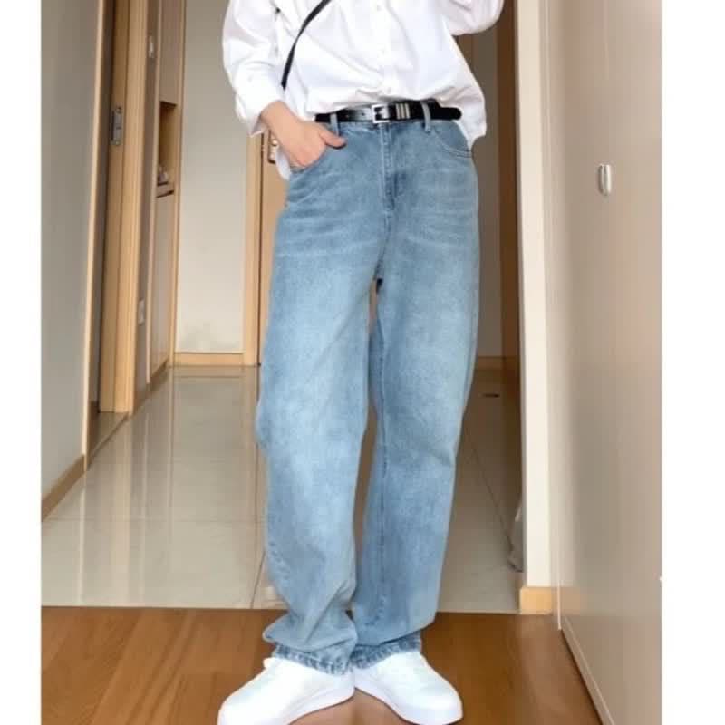Loose Fit Oversized Pants, Ins Hong Kong Style Wide-Leg Straight Tube Floor-Length Pants, Drapey Vintage Washed Jeans for Men Streetwear Brand