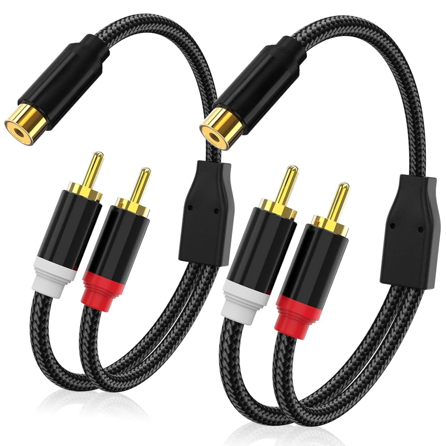 Audio Cable 1-to-2 RCA to 2RCA Dual Lotus Line for Computer Speakers, Phone Plug Audio Adapter Cable