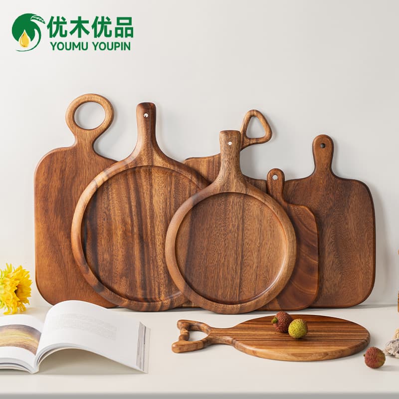 Wooden dinner plates, pizza bread boards, Western-style wooden trays, square solid wood steak and beef platters, cake and cooked food plates