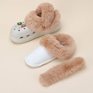 Fleece-Lined Croc Shoe Inner Liner Detachable Fur Sleeve Winter Warm Cotton Women's Slipper Men's Cotton Sleeve Washable