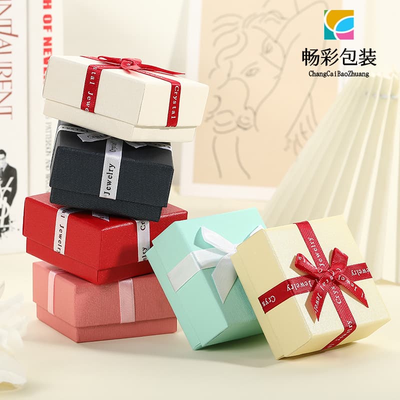 Jewelry Packaging Box Luxury Style Velvet Material Rectangular Shape Flocked Tray Lid For Earrings Rings Necklaces