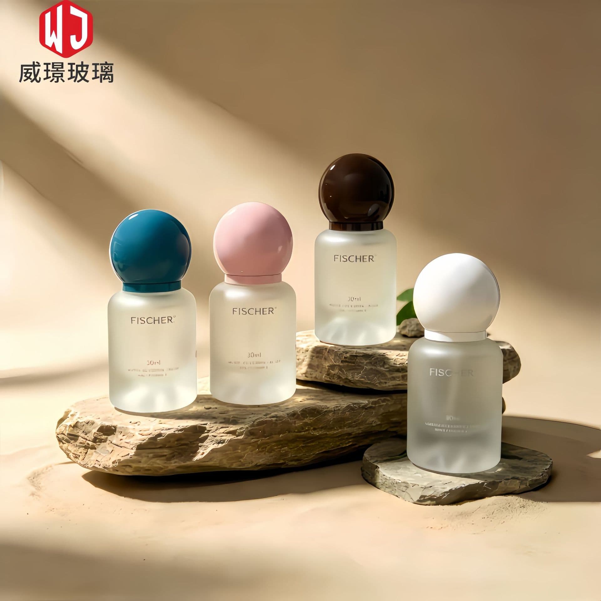 New Round Ball Cap with Pump Head 30ml Essence Lotion Bottle Foundation Sub-Bottle Cosmetic Bottle Packaging Material Transparent Glass