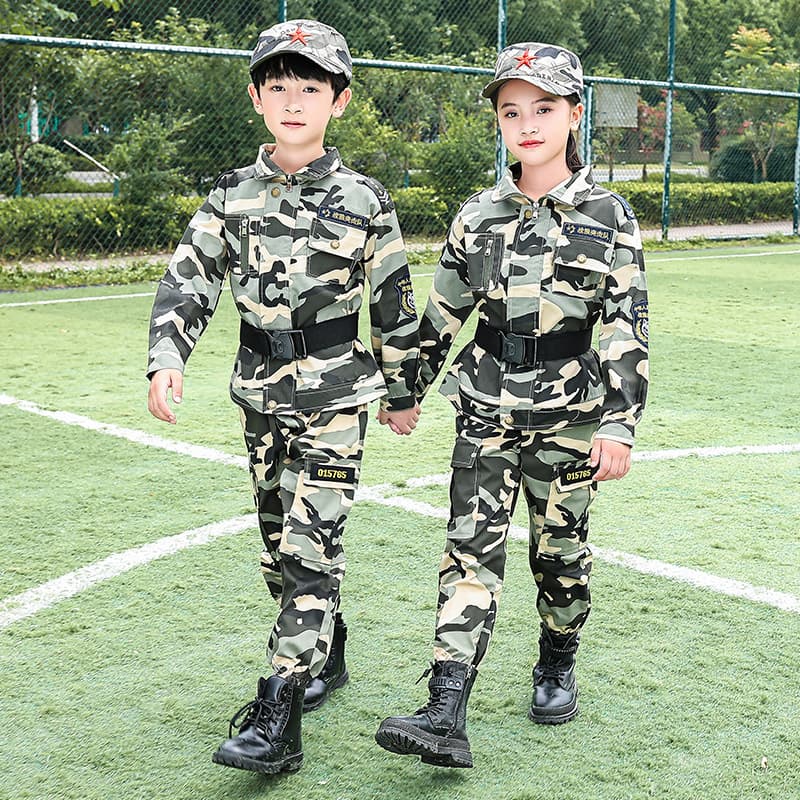 Spring and Autumn Children's Camouflage Suit Set, Junior and Senior High School Students' Military Training Uniform, Long-Sleeved Kindergarten Summer Camp Performance Costume Wholesale