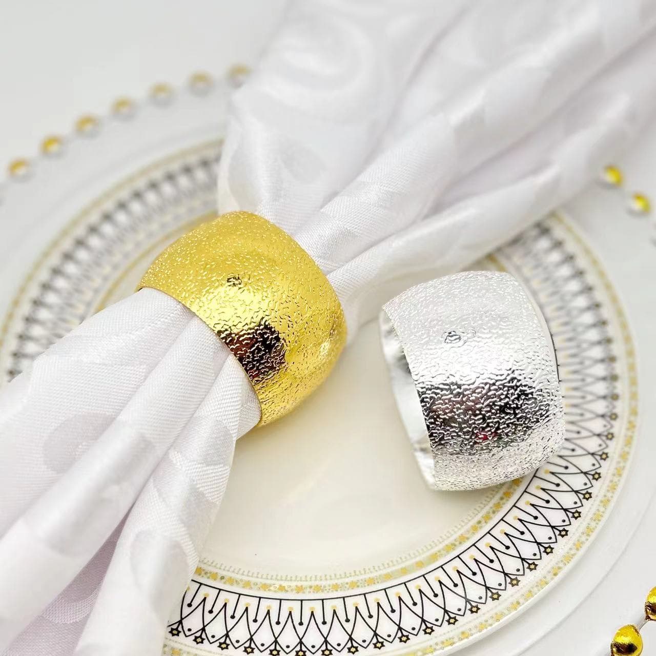 European-style napkin fastener, round matte texture in gold and silver, for hotel sample rooms and Chinese style