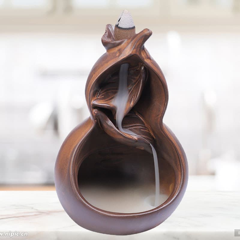 Ceramic treasure gourd reverse flow incense burner creative antique gourd incense burner ornaments gourd incense burner