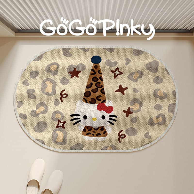 Cute Hello Kitty Bathroom Mat Bathroom Door Non-Slip Water-Absorbent Linen Mat Easy-Care Wear-Resistant Stain-Resistant Mat