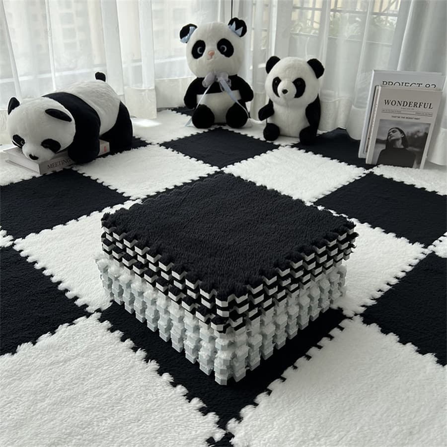 Solid color splicing carpet living room sofa square puzzle floor mat bedroom bedside non-slip mat plush splicing floor mat