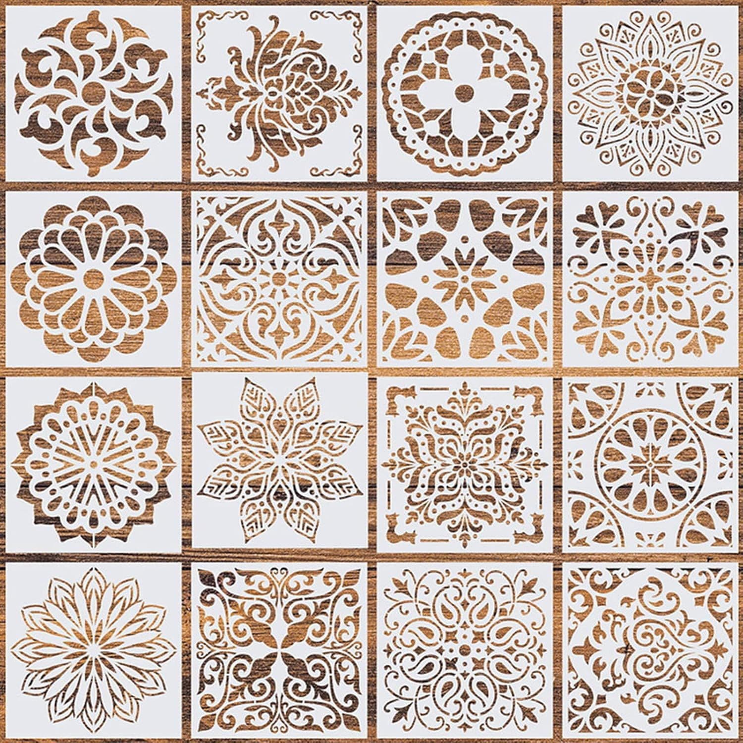 Mandala Spray Painting Template Reusable Hollow Stencil Journal Painting Template Handwritten Newspaper Template Card