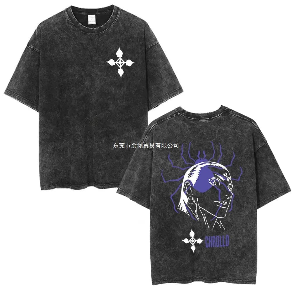 Anime Hunter X Hunter Washed Short Sleeve Round Neck Y2K T-Shirt Men Clothing New Tops & Tees Male Tshirt Cami