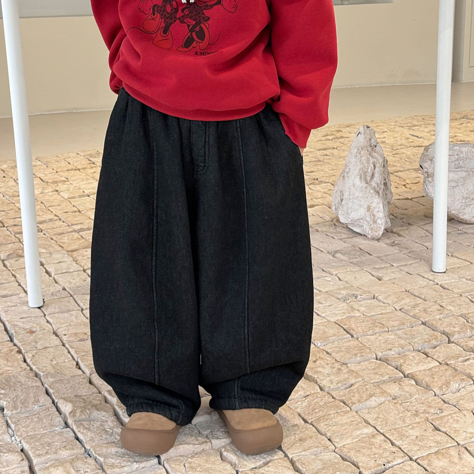 Tairu 2025 Winter New Children's Korean Solid Color Fleece-Lined Thick Jeans Boys' Versatile Warm Long Pants Trendy