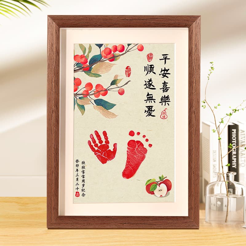 Newborn Baby Hand and Footprint Keepsake, Calligraphy and Painting, Hand and Footprint Clay Souvenir, 100-Day Photo Frame Wholesale