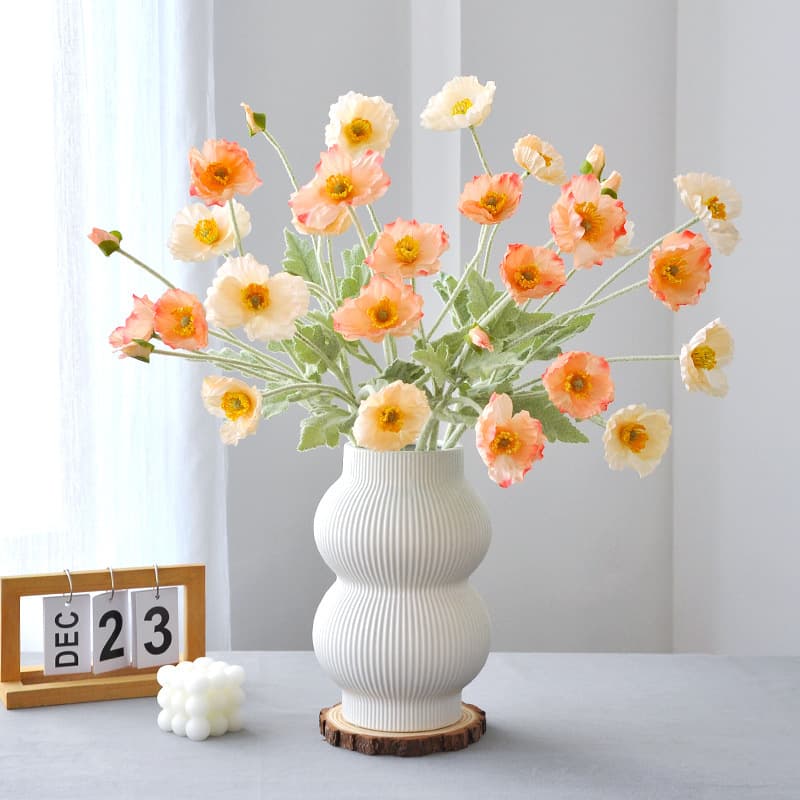 Artificial flower poppy poppy flower artificial flower poppy flower artificial silk flower home decoration living room foreign trade cross-border wholesale