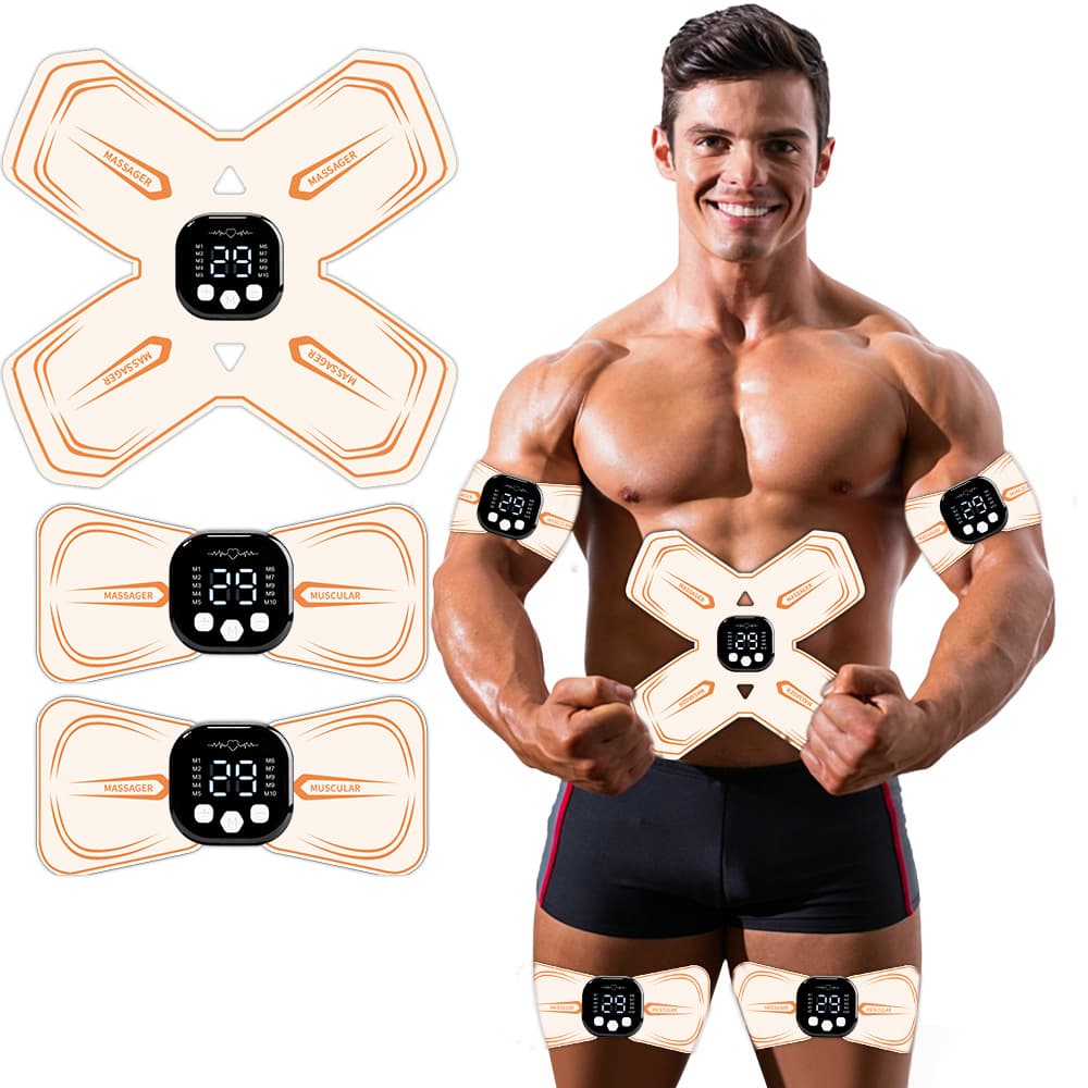 EMS Abdominal Muscle Stimulator for Men and Women - 8-Pack Abs Training Tool, Black Tech Fat Burning & Fitness Device