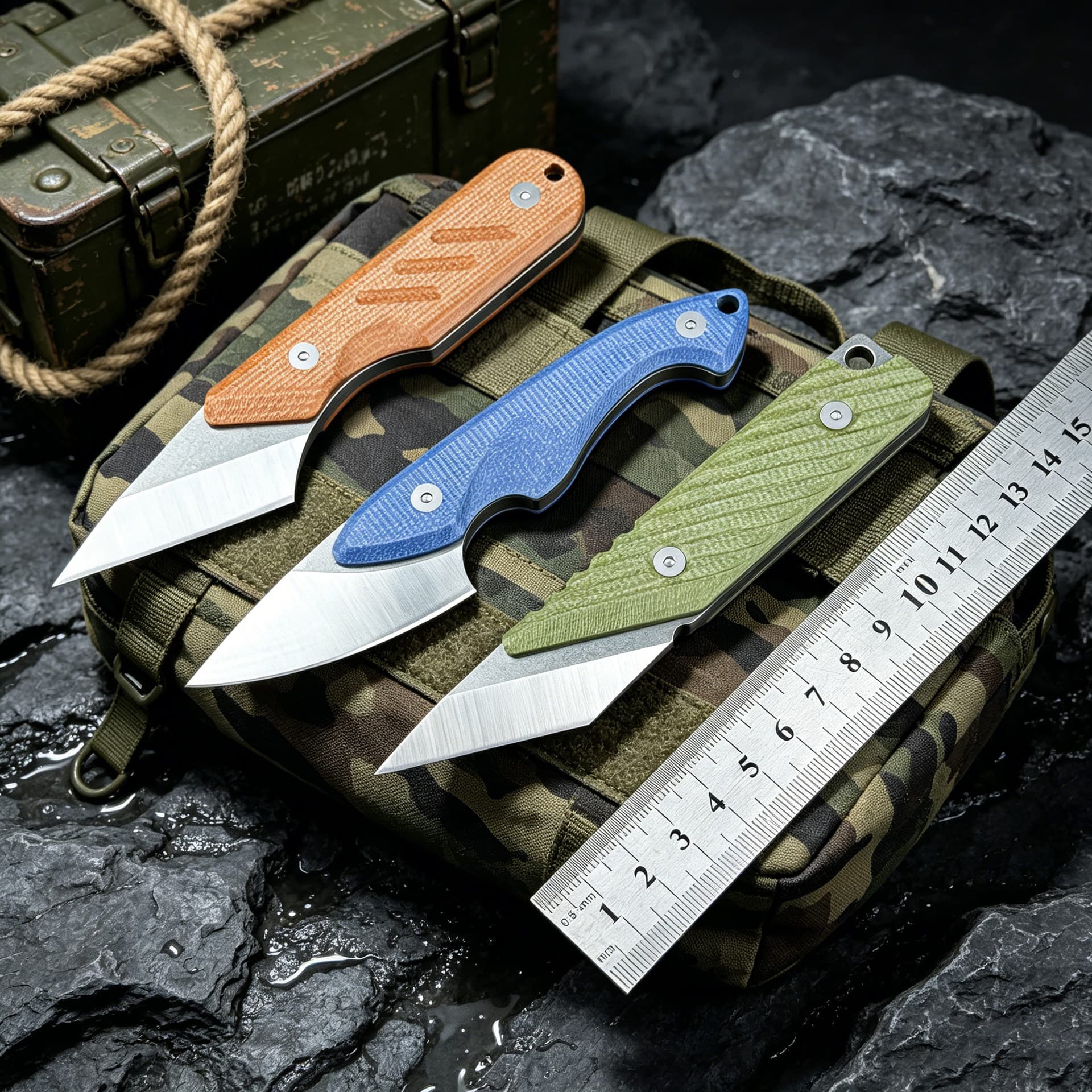 New Outdoor Small Straight Knife Portable Pocket Mini with K-Sheath Knife for Camping BBQ Meat Cutting Emergency Fruit Peeling