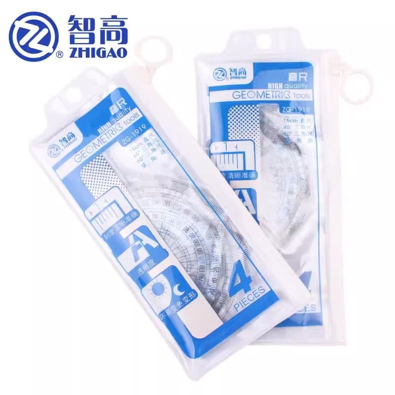Zhigao ZG-1919 Student Drawing Ruler Set Triangle Ruler/Protractor/Straight Ruler 15cm Ruler for Exam Drawing
