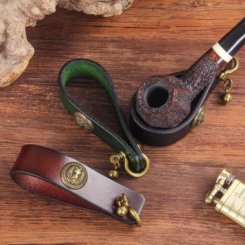 Handmade Leather Single Pipe Stand Vintage Men's Portable Pipe Display Holder Personalized Smoking Accessory Organizer