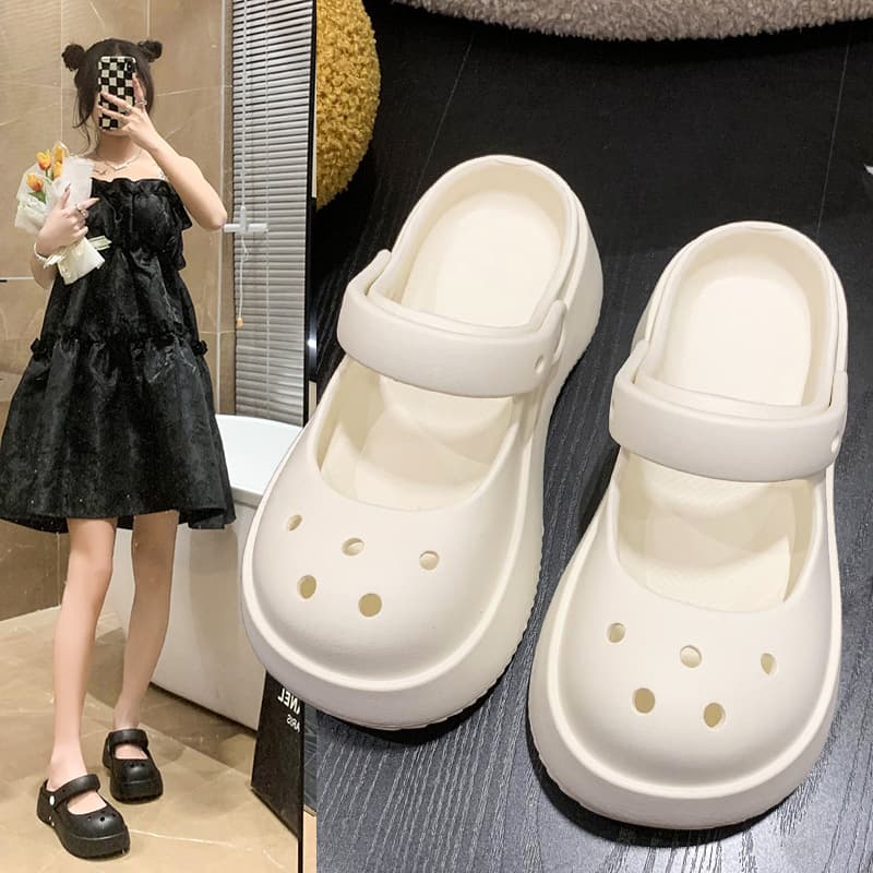 Anti-Slip Women's Summer Outdoor Fashion Trendy Platform Clogs 2026 New Soft Sole Garden 2-in-1 Beach Shoes