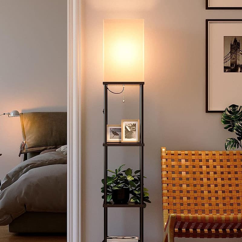 Amazon bedroom study living room European retro atmosphere LED shelf floor lamp cross-border dimming light luxury