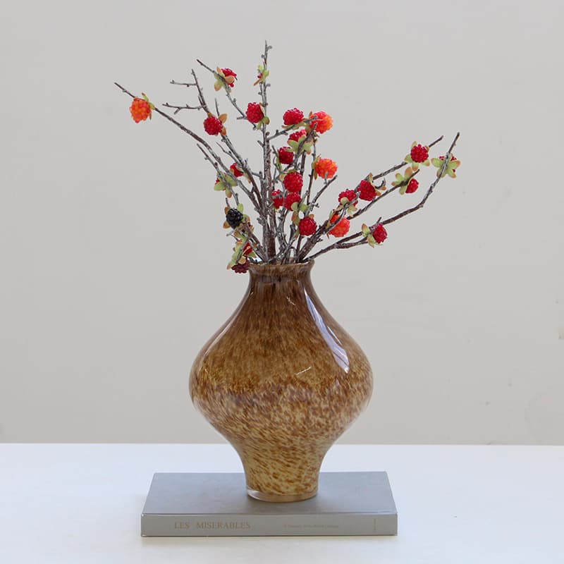 New Chinese Style Small Mouth Vase for Living Room, Dining Table, Entryway, Holly Flower Arrangement, Dried Flower Decoration, Antique Zen Tea Room Ornament