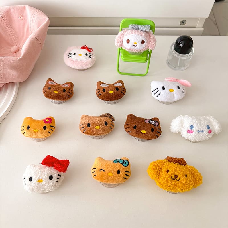 Stuffed Cartoon Kt Cat Mobile Phone Airbag Holder Back Sticker Retractable Lazy Desktop Drama Viewing Holder Cute Ring for Women