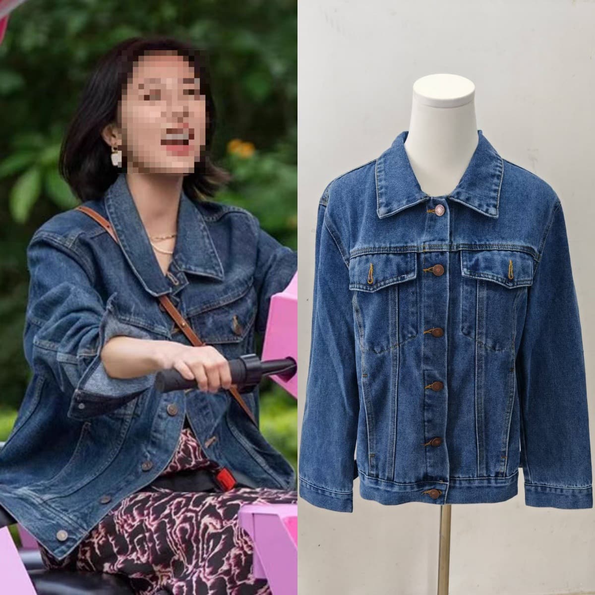 Long-term stock available. 2026 Spring Collection. Celebrity style denim jacket, worn by Zhou Yutong. New loose-fitting, relaxed, retro style.