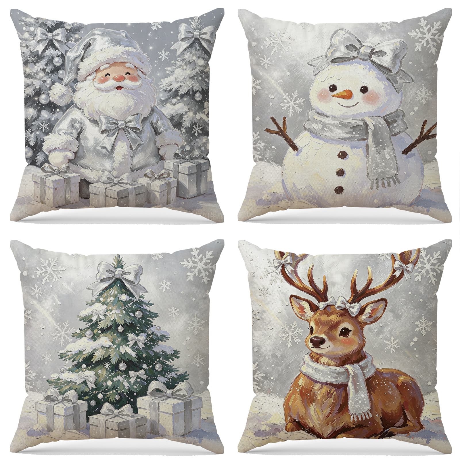 New Christmas Snowman Decorative Throw Pillow Cover Santa Claus Set Combo Cushion Living Room Decoration Sofa Pillow