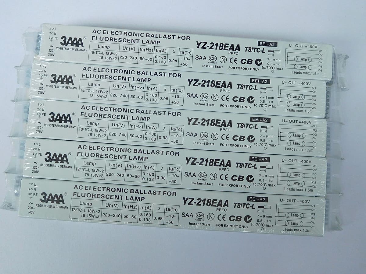 3AAA Electronic Ballast YZ-218EAA T8/TC-L One-to-Two Electronic Ballast 2X18 2X15W