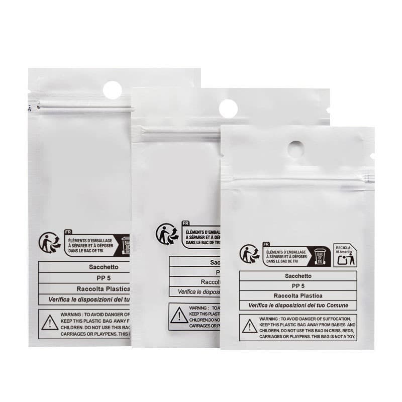 Cross-border New Regulation TEMU EU UK Information Packaging Bag Shein Eco-label Warning PP5 Pearlescent Ziplock Bag