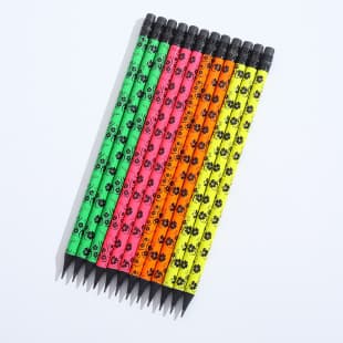 Black Wood Printed Eraser Pencil HB Fluorescent Paint Literary Retro Printed Pencil Writing Pencil Creative Pattern Pencil