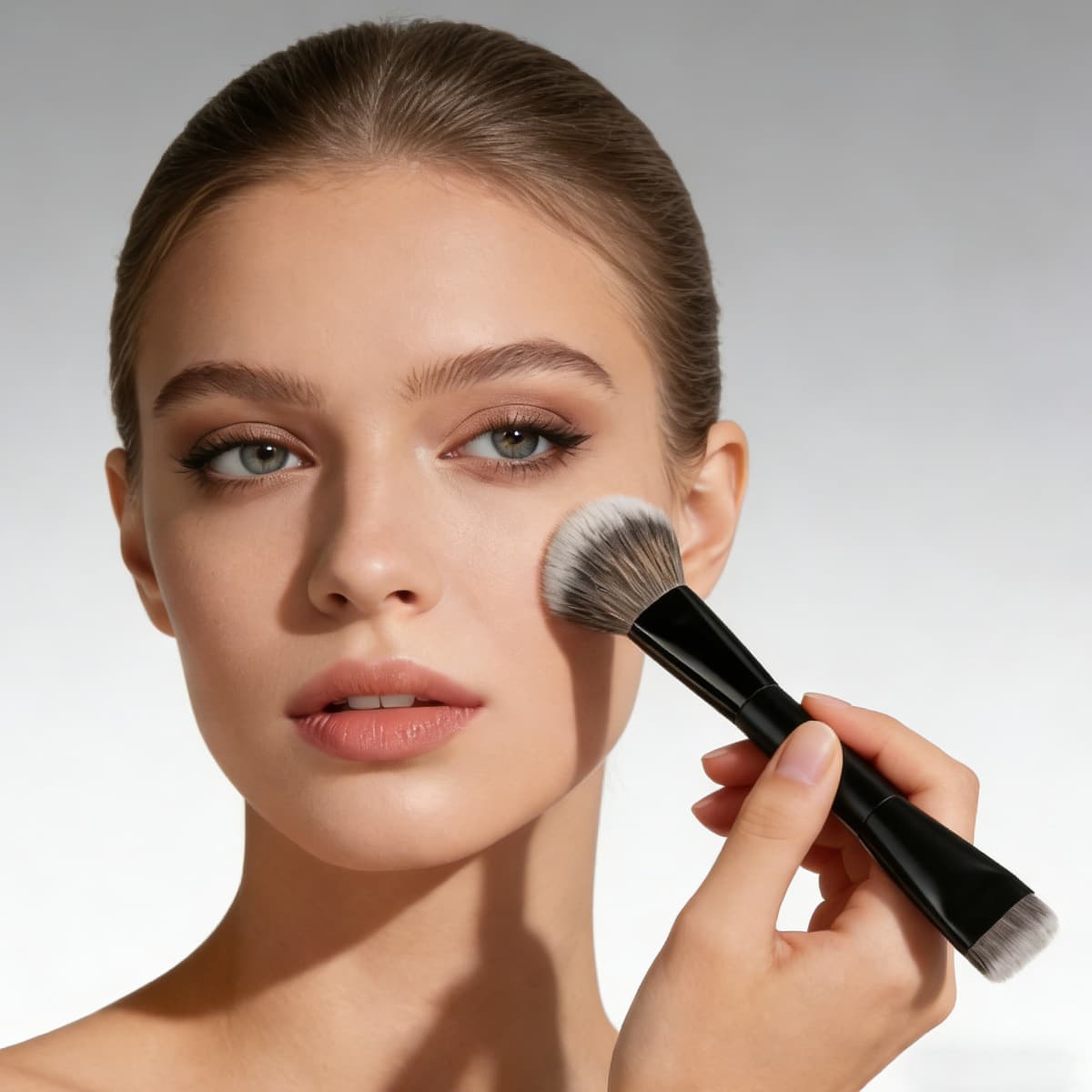 Single Dual-Ended Makeup Brush Set Includes Blush Brush, Foundation Brush, Flat Foundation Brush, Makeup Tools, Beauty Tools