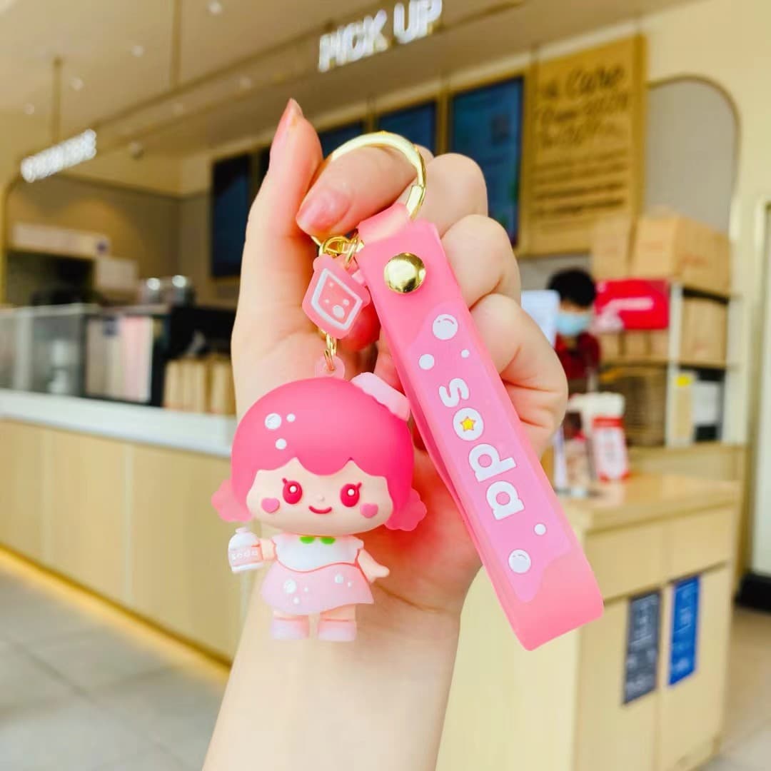 Cute Mini Figure Night Market Charm Miu-Style Pink Soft PVC Figure Super Girly Cartoon Backpack
