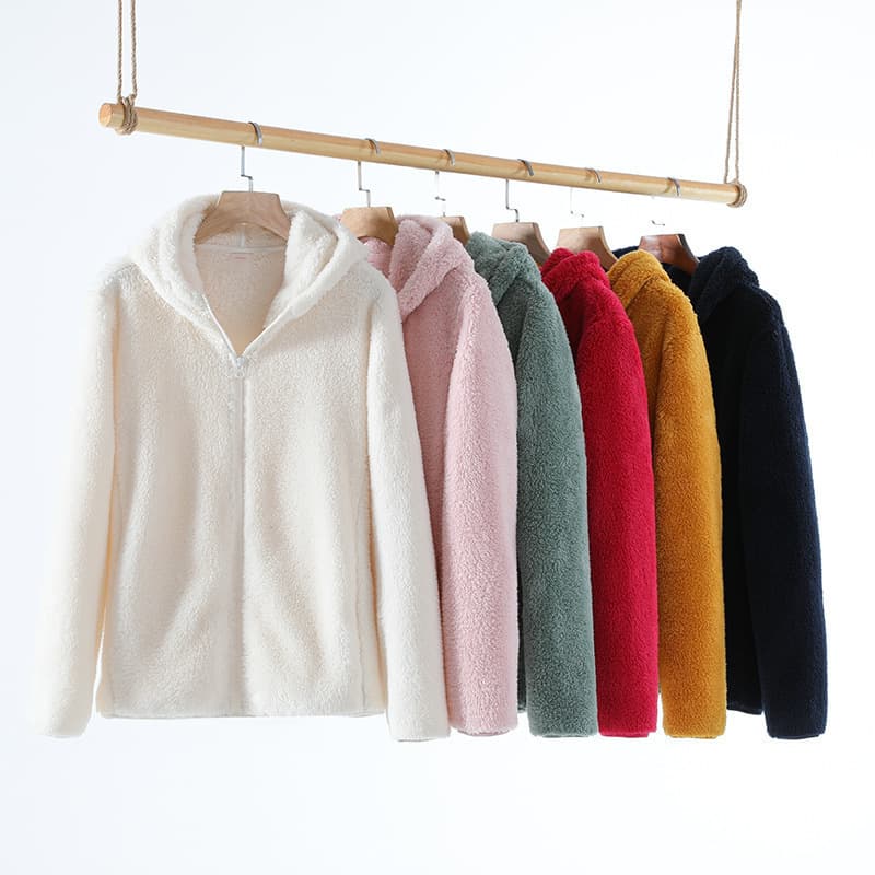 New Fall/Winter Fleece Jacket Couple Outdoor Hooded Fleece Top Men's Women's Sleepwear Coral Fleece Warm Velour Coat