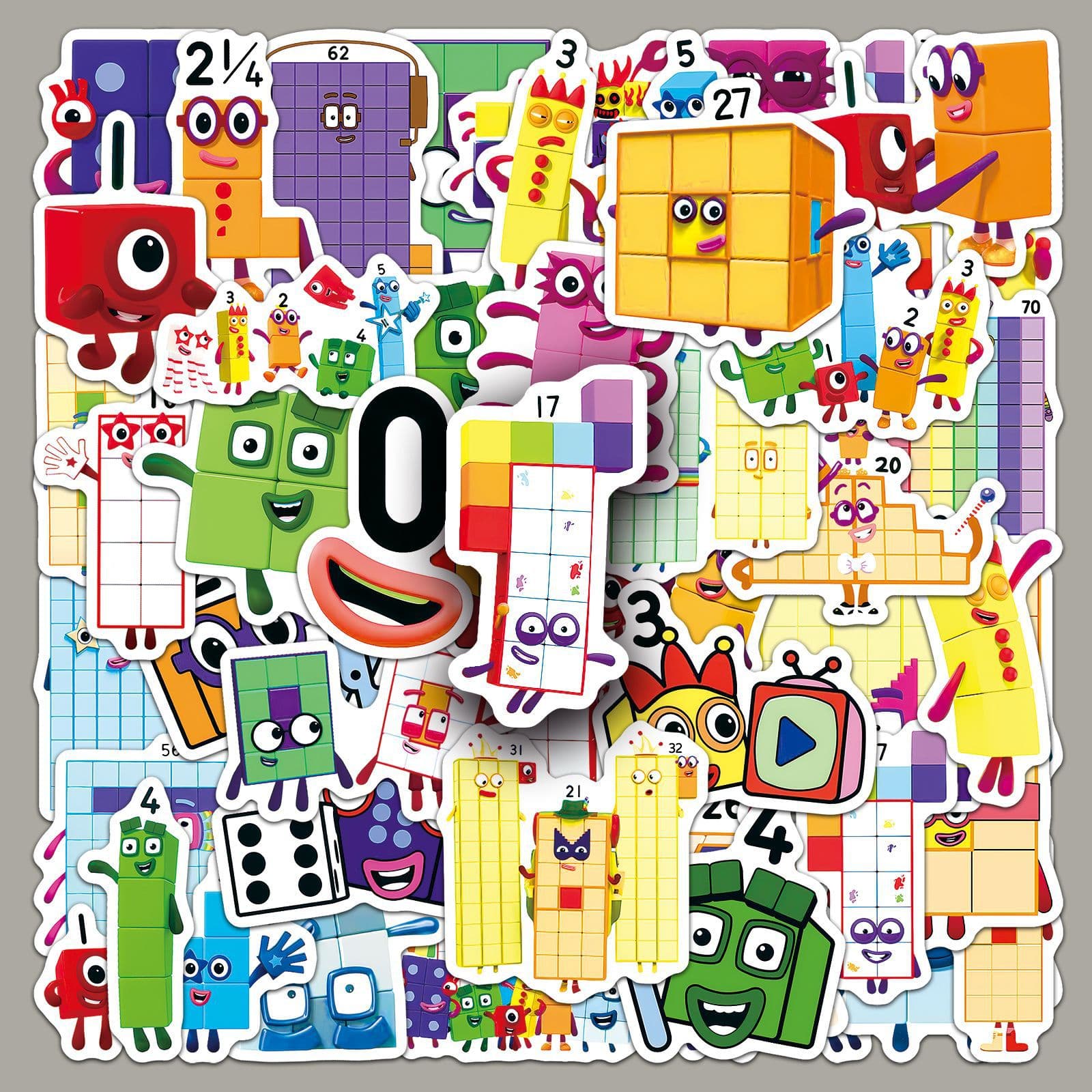 50pcs Numberblocks Educational Sticker Set - Digital Blocks Fun Cross-Border Wholesale Laptop Water Bottle Stickers