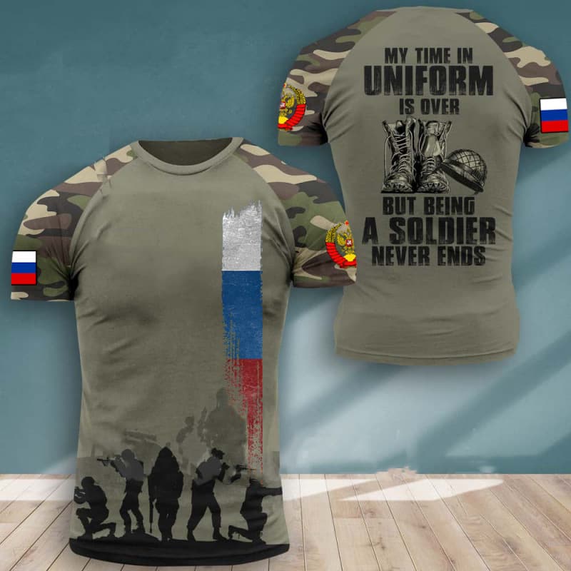 Russian Army Camouflage Men's T-Shirt Commando Veteran Special Forces Short Sleeve