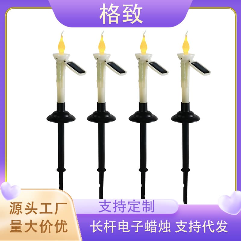 Solar Candle Stakes for Outdoor Garden Lawn Decoration, Dual-use Long Candle Lights with Stake Holders