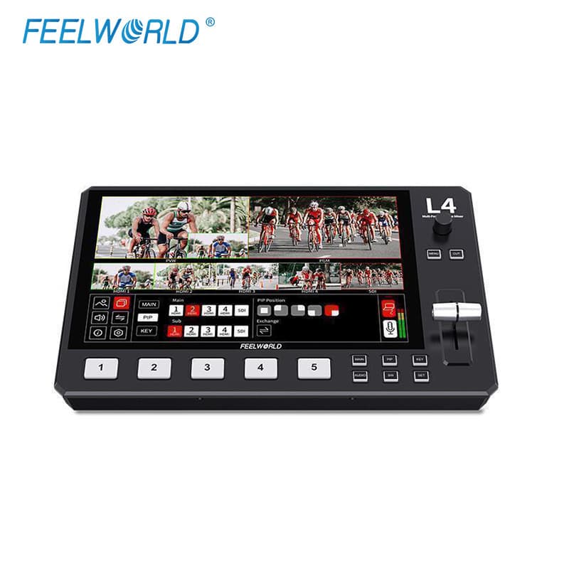 Feelworld L4 Switcher with 10.1-inch Touch Screen, HDMI SDI Multi-Camera Live Streaming Machine